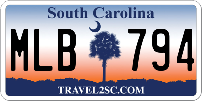 SC license plate MLB794