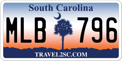 SC license plate MLB796