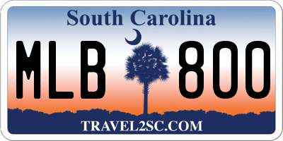 SC license plate MLB800
