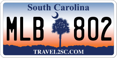 SC license plate MLB802