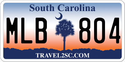 SC license plate MLB804