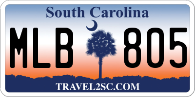 SC license plate MLB805