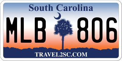 SC license plate MLB806
