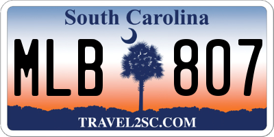 SC license plate MLB807