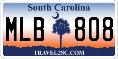 SC license plate MLB808