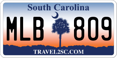 SC license plate MLB809