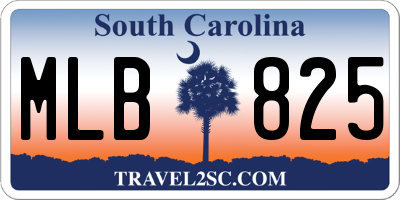 SC license plate MLB825