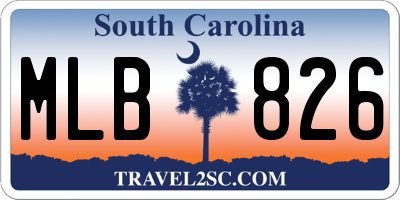 SC license plate MLB826