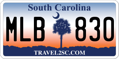 SC license plate MLB830