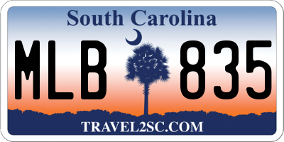 SC license plate MLB835