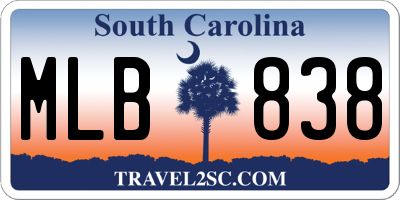 SC license plate MLB838