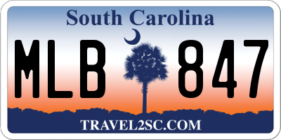 SC license plate MLB847