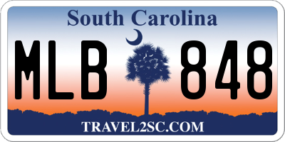 SC license plate MLB848