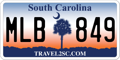 SC license plate MLB849