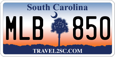 SC license plate MLB850