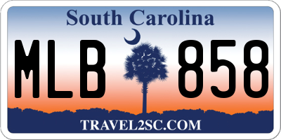 SC license plate MLB858