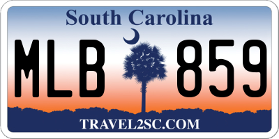 SC license plate MLB859