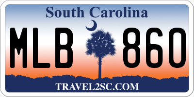 SC license plate MLB860