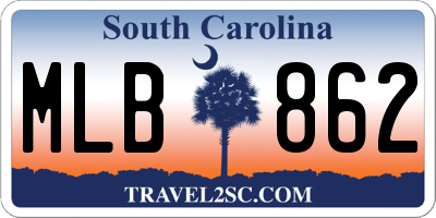 SC license plate MLB862