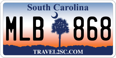 SC license plate MLB868