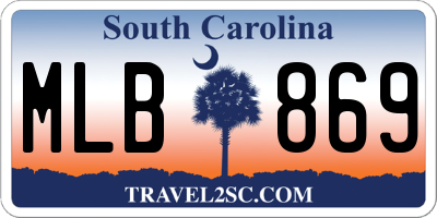 SC license plate MLB869