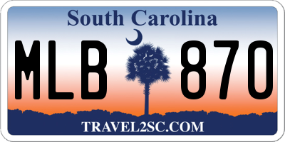 SC license plate MLB870