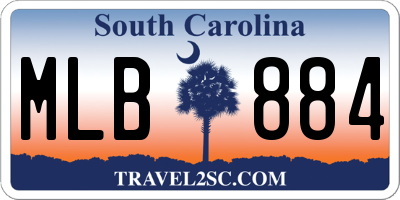 SC license plate MLB884