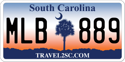 SC license plate MLB889