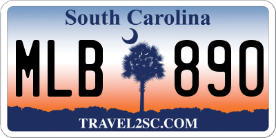 SC license plate MLB890