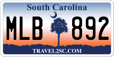 SC license plate MLB892