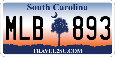 SC license plate MLB893