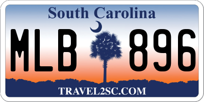 SC license plate MLB896
