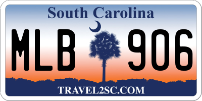 SC license plate MLB906