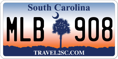 SC license plate MLB908