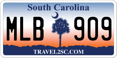 SC license plate MLB909