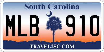 SC license plate MLB910