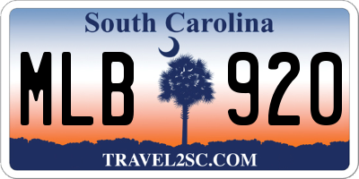 SC license plate MLB920