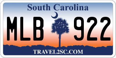 SC license plate MLB922