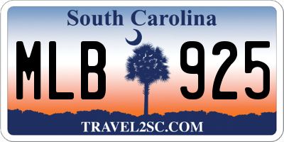 SC license plate MLB925