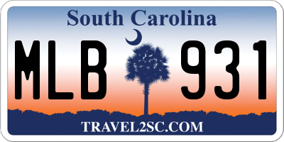 SC license plate MLB931