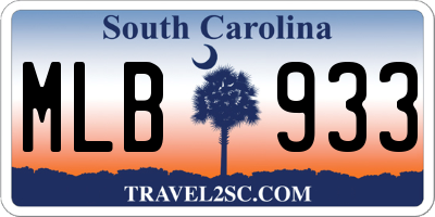 SC license plate MLB933