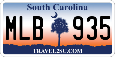 SC license plate MLB935