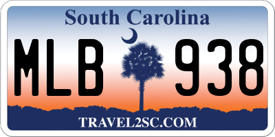 SC license plate MLB938