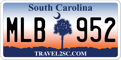 SC license plate MLB952