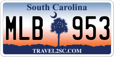 SC license plate MLB953