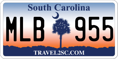 SC license plate MLB955