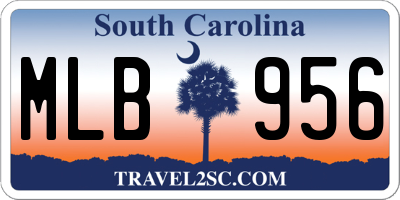 SC license plate MLB956