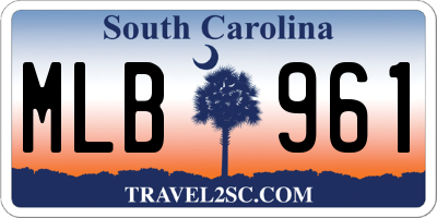 SC license plate MLB961