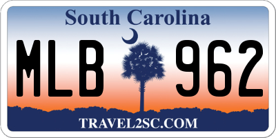 SC license plate MLB962