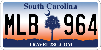 SC license plate MLB964